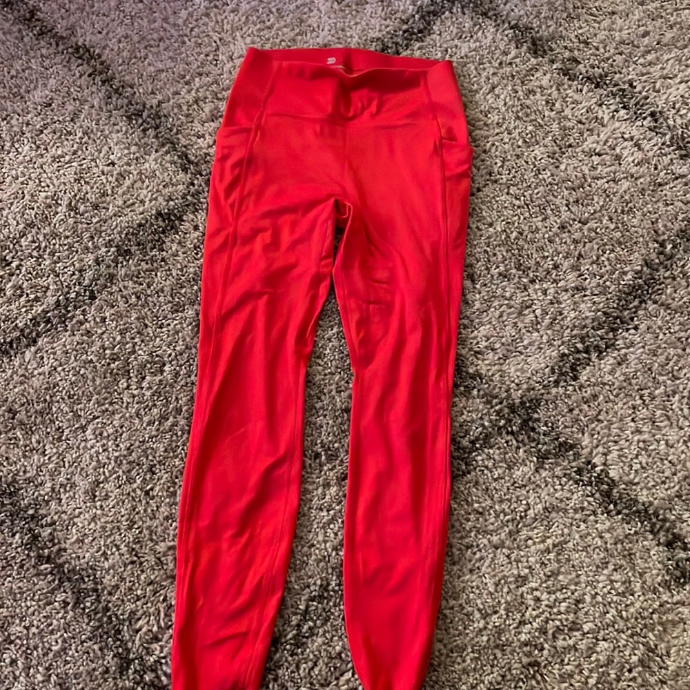 red workout leggings
